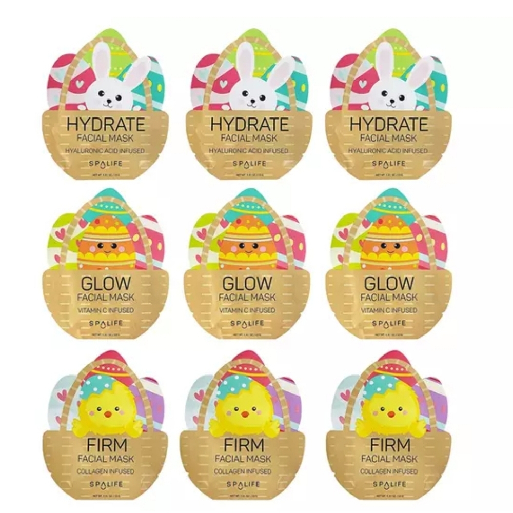 Spa Life Spring Easter Holiday Facial Masks 9 Pack